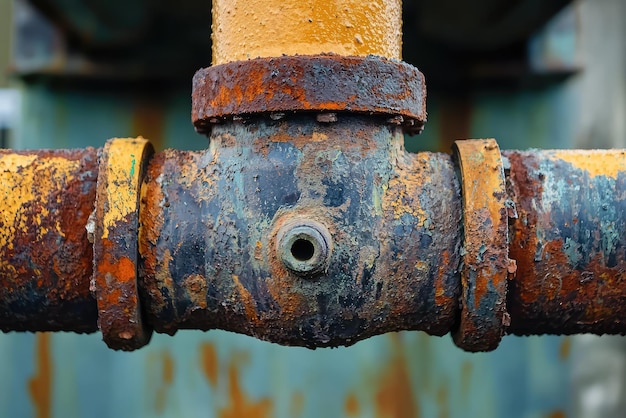 Times Mark A Rusted Industrial Pipe Junction Tells a Story of Wear and Tear