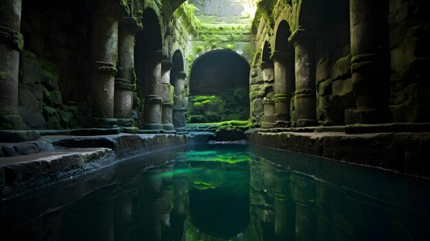 Timeweathered Stone Cistern in Serene Landscape A Testament to Lost Civilizations