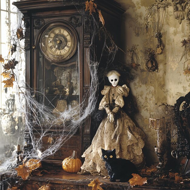 Photo timeworn halloween tableau