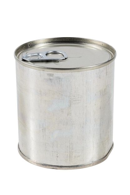 A tin can with a pull ring isolated on white background