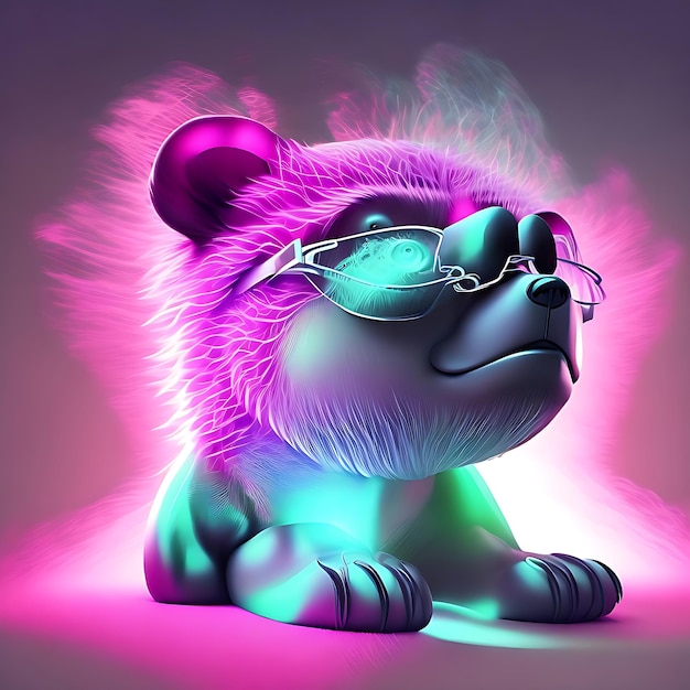 Tini bear virtual reality glass gradient background AI Generated