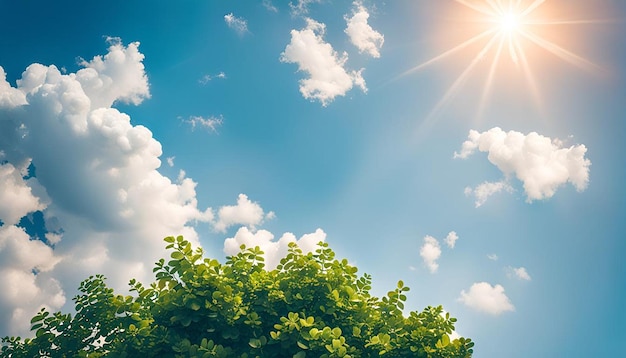 Tiny clouds against clear blue sky background