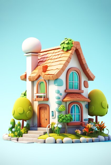 Tiny Cute 3D House A Miniature Wonderland of Adorable Charm white background Ai generated