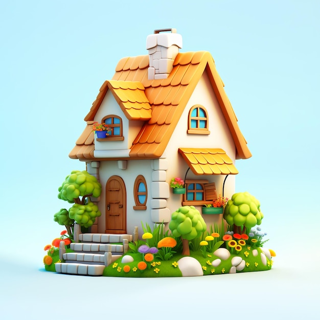 Tiny Cute 3D House A Miniature Wonderland of Adorable Charm white background Ai generated