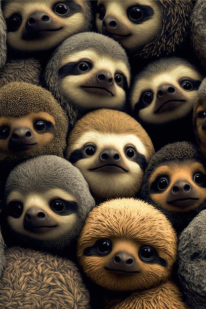 tiny cute and adorable group of sloths