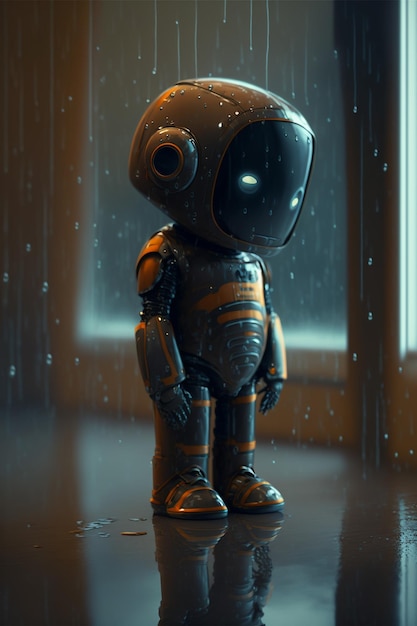 tiny cute and adorable sad robot