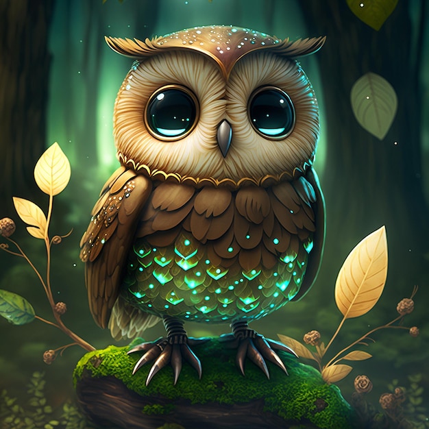 tiny cute and adorable shining owl