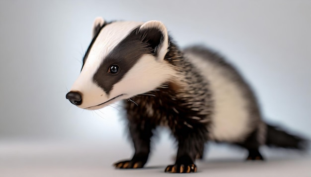 Tiny cute Badger isolated on white