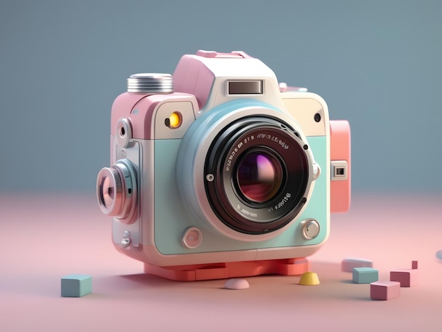 Tiny cute isometric 3d render Camera