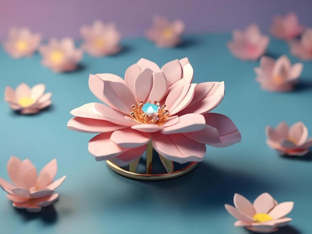 Tiny cute isometric 3d render Flower