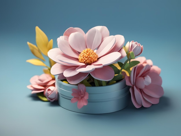 Tiny cute isometric 3d render Flower