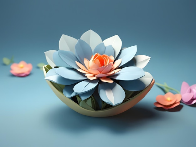 Tiny cute isometric 3d render Flower