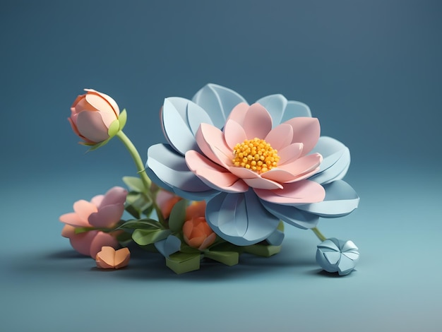 Tiny cute isometric 3d render Flower