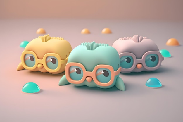 Tiny cute isometric design swimming googles emoji 3d rendering