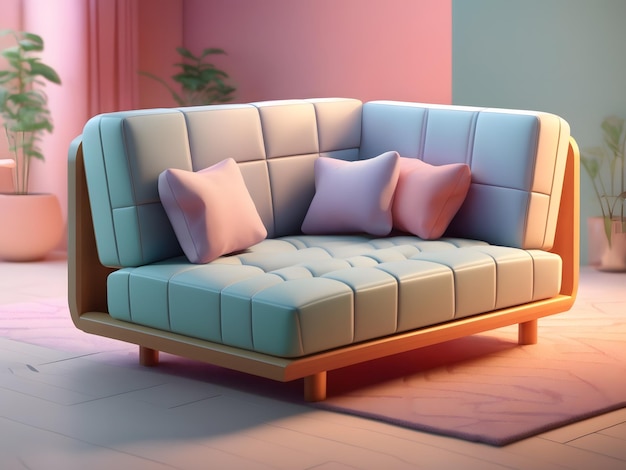 Tiny cute isometric soft smooth lighting Sofa