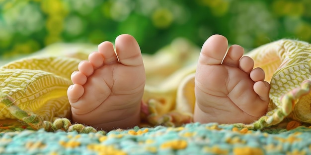 Photo tiny feet of a newborn baby