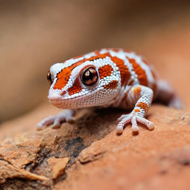 A tiny gecko clings to a weathered desert rock its camouflage a masterpiece of natural adaptation