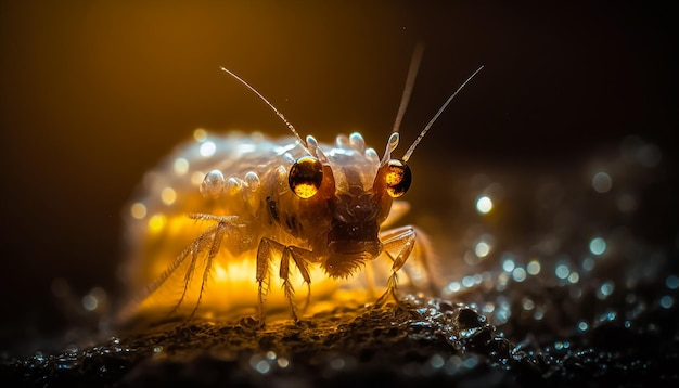 A tiny glassine sculpture of a Thor Amboinensis shrimp. Ai Generated