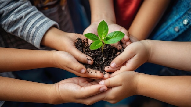 Tiny Hands Big Dreams Children Planting in the Garden Earth Day