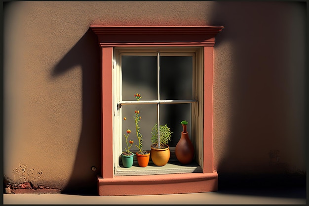 A tiny planter was visible in the window