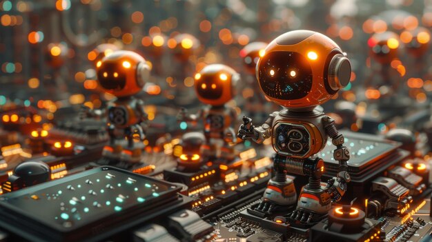 Tiny Robots and Futuristic AI Life within the Circuitry of a Computer Chip