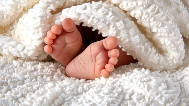 Tiny Toes Peeking Out Beneath White Cover