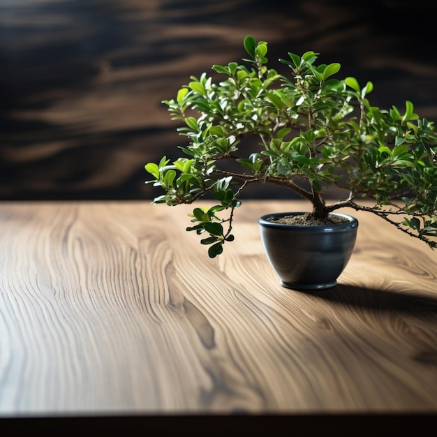 Tiny tree adorns wooden surface merging natures beauty with interior charm For Social Media Post Si