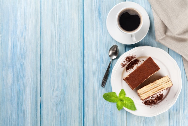 Tiramisu dessert and coffee cup