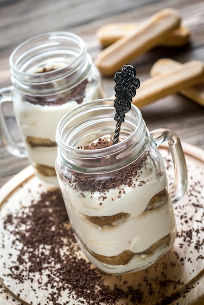 Tiramisu in the mason jars