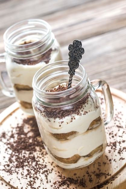 Tiramisu in the mason jars