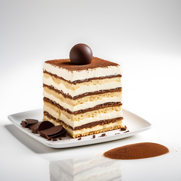 Tiramisu on a white background