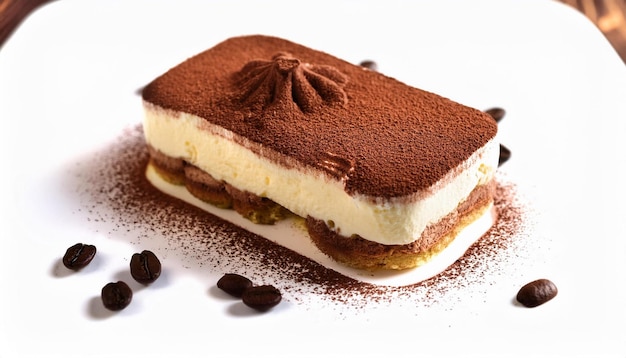 a tiramisu with cocoa powder and mascarpone