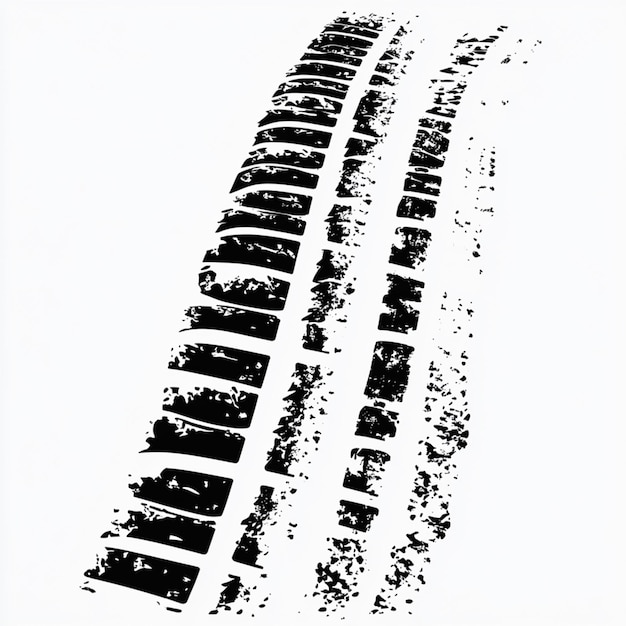 Photo tire tracks in the snow on a white background generative ai