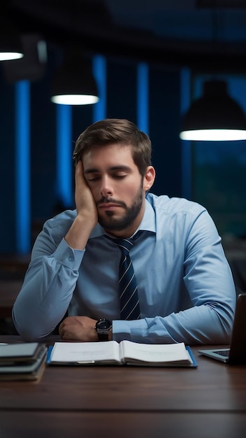 Tired overworked businessman sleeping