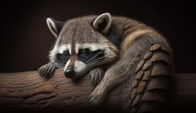 Tired raccoon image