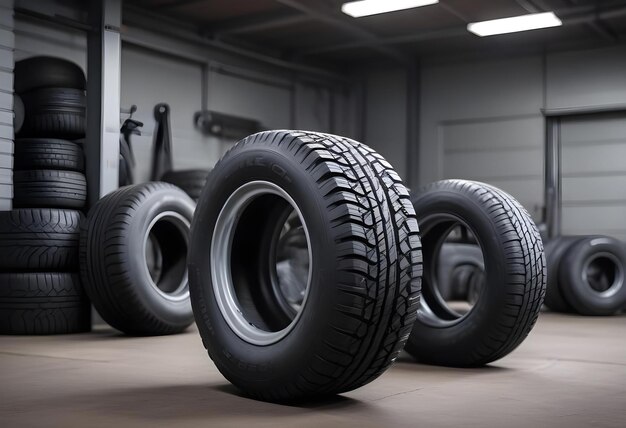 tires with a workshop background