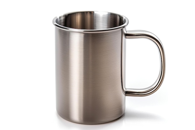 Photo titanium double wall cup titanium mug isolated on white background with clipping path