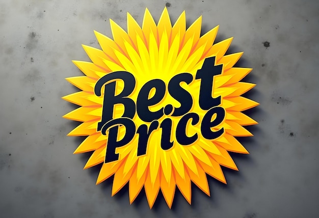 Photo title bold best price sales sticker with sunburst yellow design