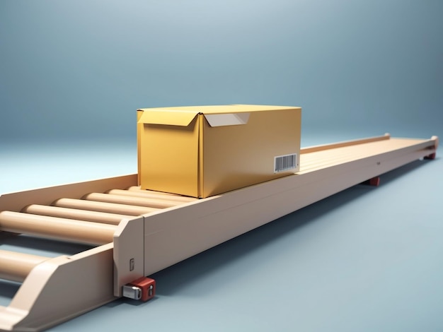 Title Box on Conveyor Roller 3D Rendering Keywords Box Conveyor roller 3D rendering