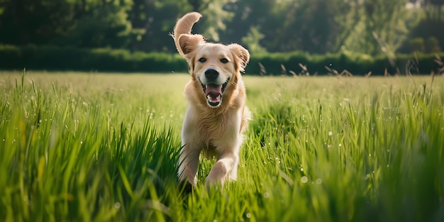 Title Golden Retriever Running in Field