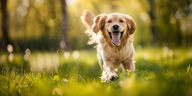 Title Golden Retriever Running in Field