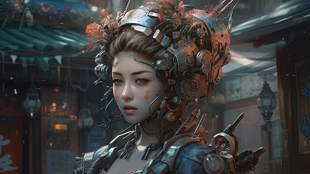 Title Illustration of a Fantasy woman and abstract art AI Generated