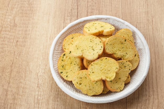 Toasted Garlic Bread made of sliced bread with garlic cheese and herbs