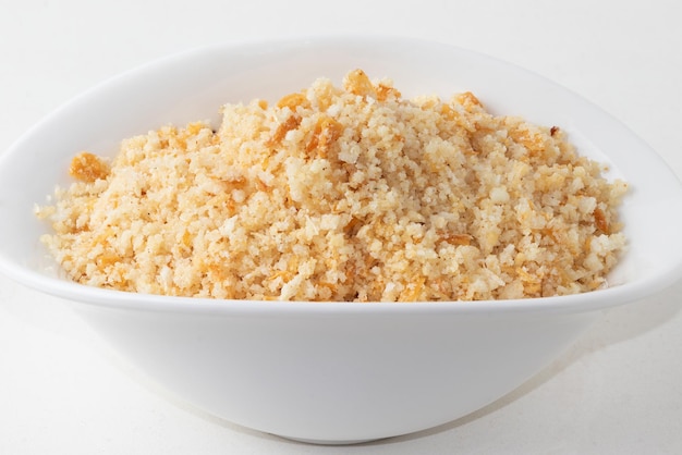 Toasted manioc flour in a bowl