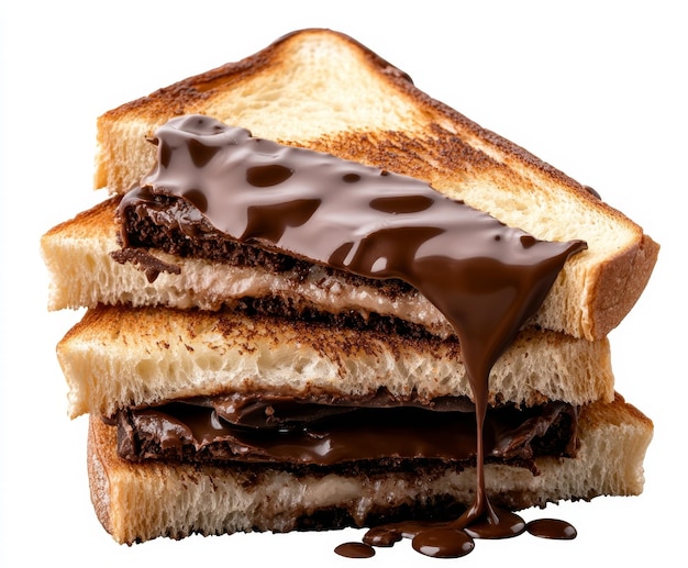 Photo toasted sandwich with melting chocolate studio lighting cutout png