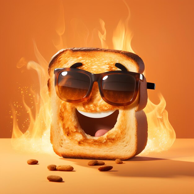 Photo toasty is a lively and mischievous character with a toasted marshmallow shape