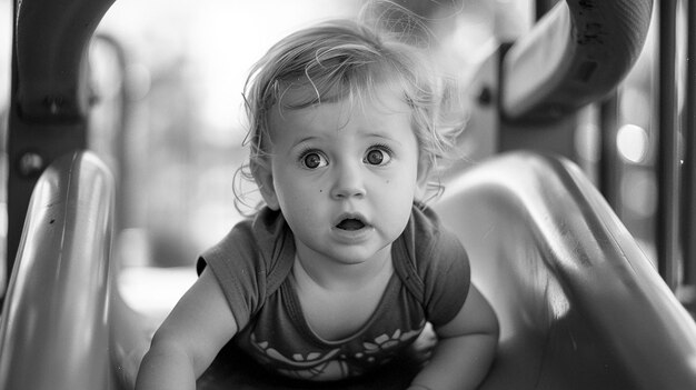 Toddler Exploring Playground with Curious Expression