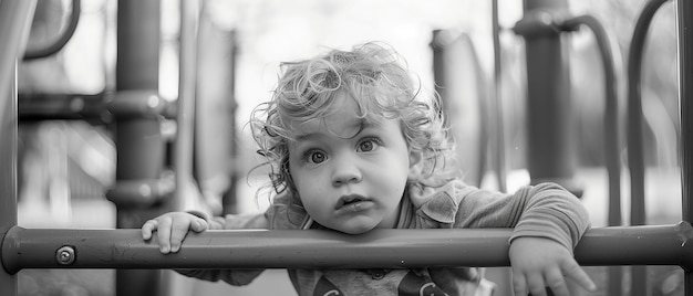 Toddler Exploring Playground with Curious Expression