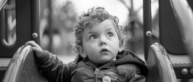 Toddler Exploring Playground with Curious Expression