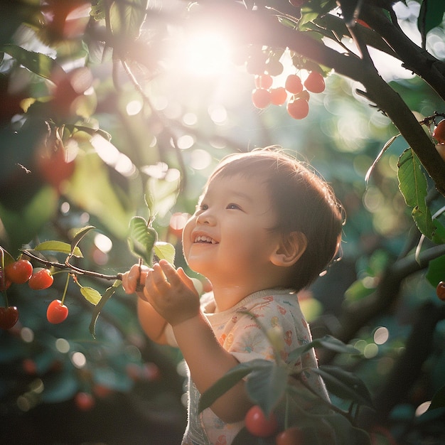 Photo a toddler with a joyful smile eagerly eating cheese